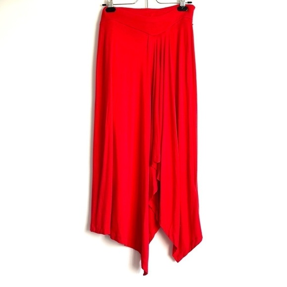 Michael Kors Flowy Red Asymmetrical Midi Skirt - Extra Small - Picture 7 of 11